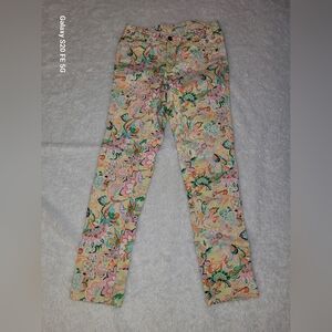 LANDS' END * Multicolor Girls Pants * Size 14 * Pencil Leg * Floral Print *